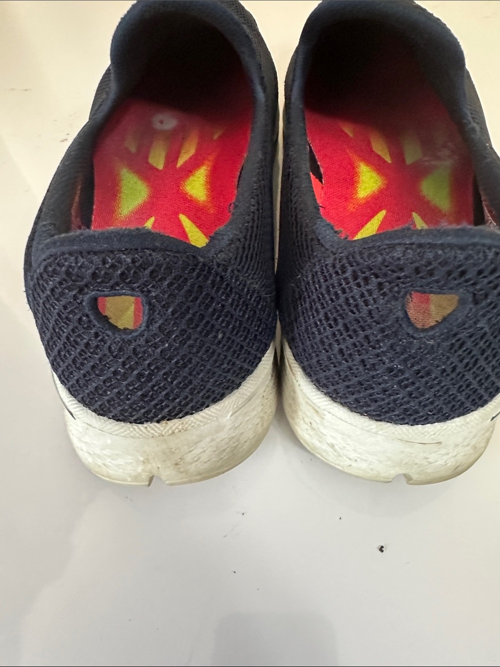 Skechers Navy Mesh Slip-On Flats with Pink/Yellow Insoles - Picture 2 of 4